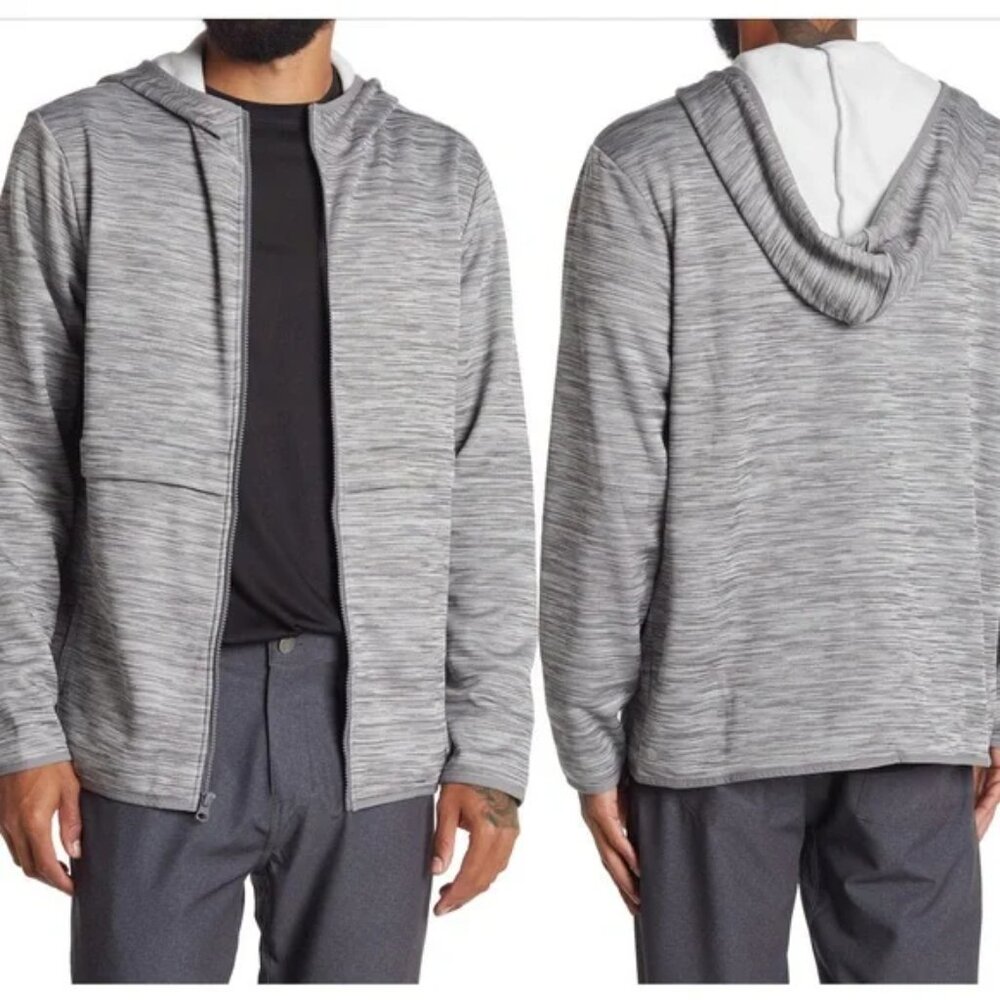 Nordstrom Z by Zella Men's Medium Gray Full Zip Fleece Hoodie Jacket NWT